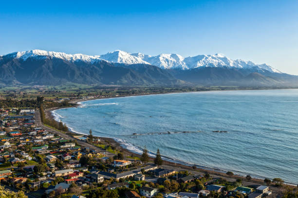 kaikoura neuseeland - marlborough region sunrise new zealand sea stock-fotos und bilder