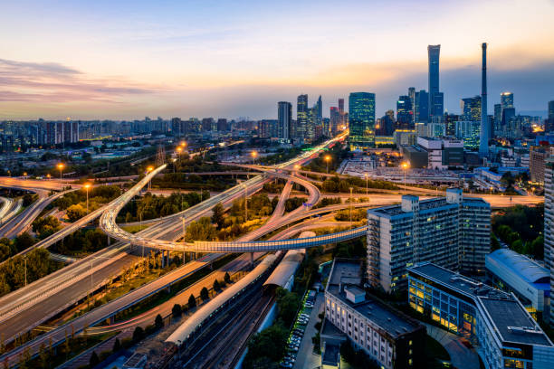 istock Night view of modern urban overpass 1057835776