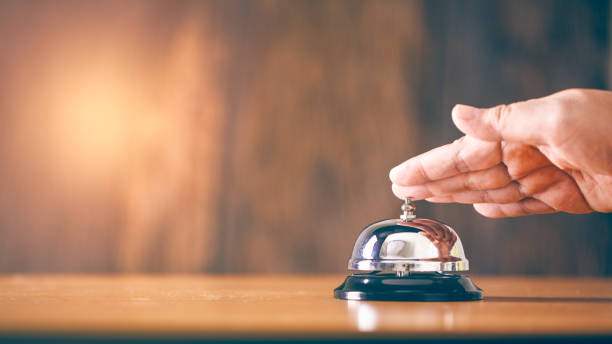 istock Bell call vintage service with hand 1057843246