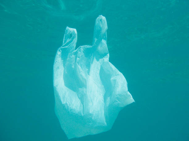 istock Plastic bag floating into the sea. Polluted enviromental. Recycle 1057843248