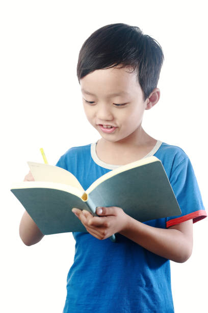 istock Little asian boy with schoolbag against white background 1057843610