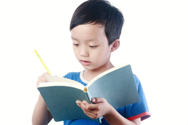 istock Little asian boy with schoolbag against white background 1057843844