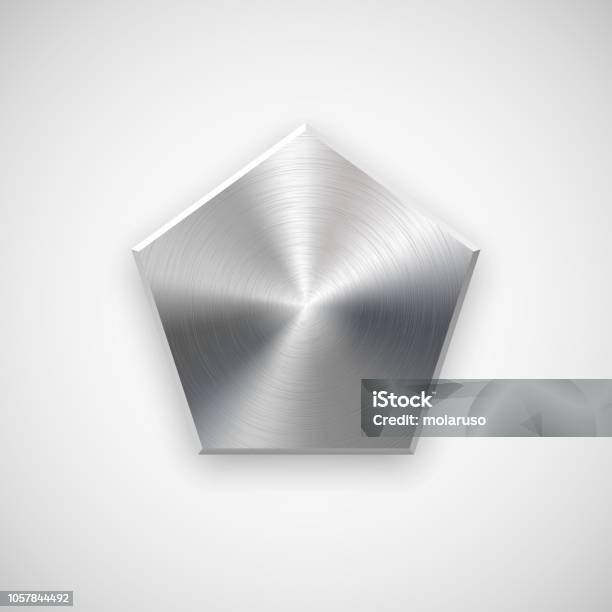 Polygon Button Metal Polygon Button Template Stock Illustration - Download Image Now ...