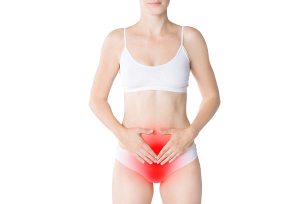 Woman with menstrual pain, stomachache isolated on white background Woman with menstrual pain, stomachache isolated on white background, studio shot tetanospasmin stock pictures, royalty-free photos & images