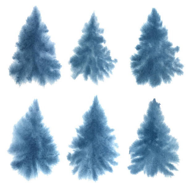 istock Watercolor set of hand painted Christmas trees 1057850806