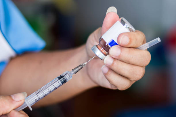istock Doctor hold syringe prepare for injection on cat’s sterilization 1057857150