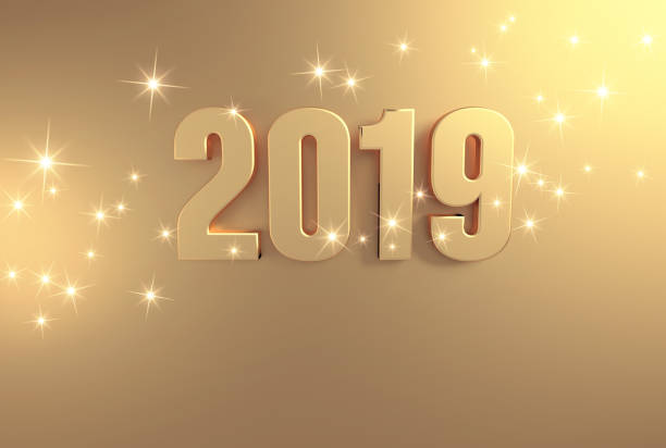 istock Full gold 2019 Greeting card 1057862220