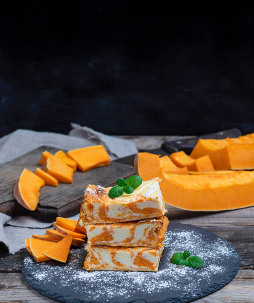 istock pieces of cottage cheese pie and fresh pumpkin 1057873286