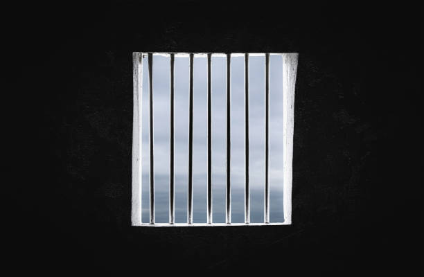 window of prison cell stock photo