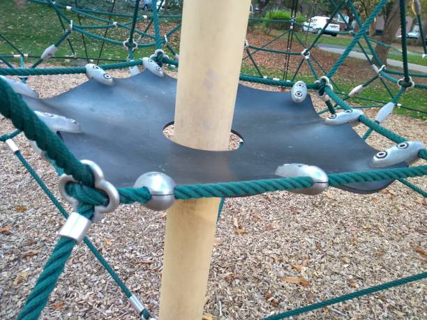 istock Blue rope climbing equipment playground 1057874118