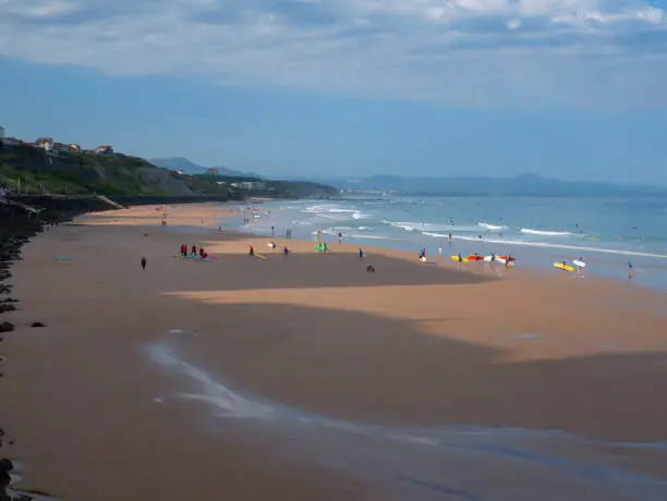 A beautiful day of summer on the Basque coast beach at Biarritz in France.