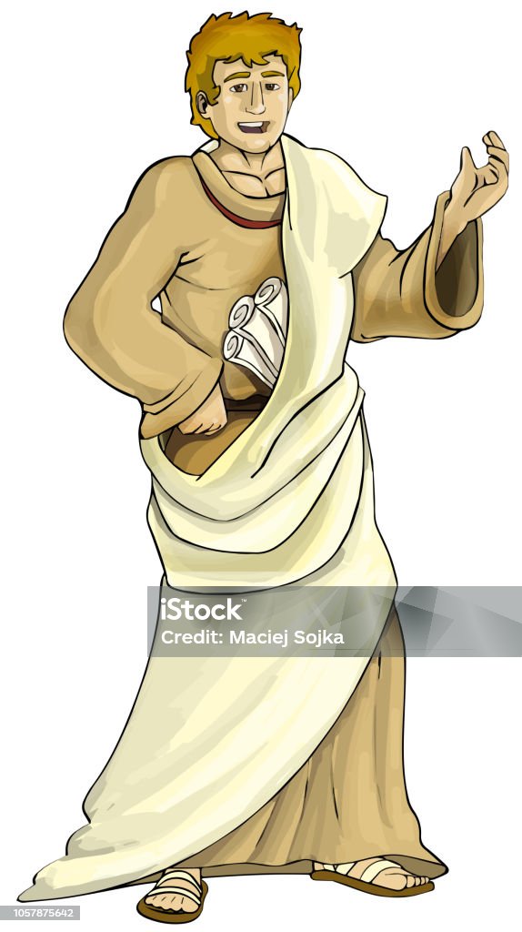 Vector Scene Of A Greek Man Or Philosopher On White Background Stock  Illustration - Download Image Now - iStock