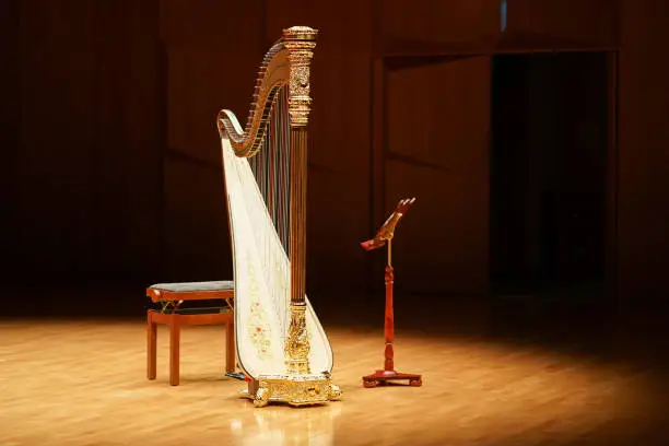 Harp a beautiful instrument on stage