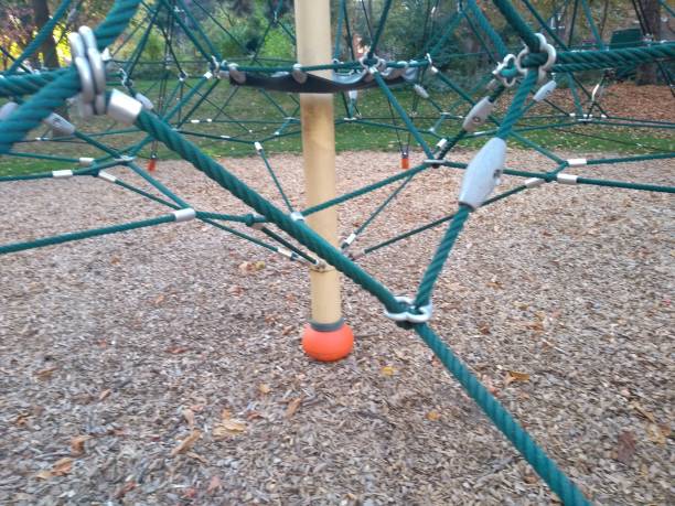 istock Blue rope climbing equipment playground 1057876692