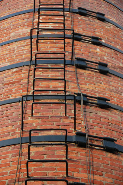 istock Old Brick Factory Chimney Ladders 1057880754