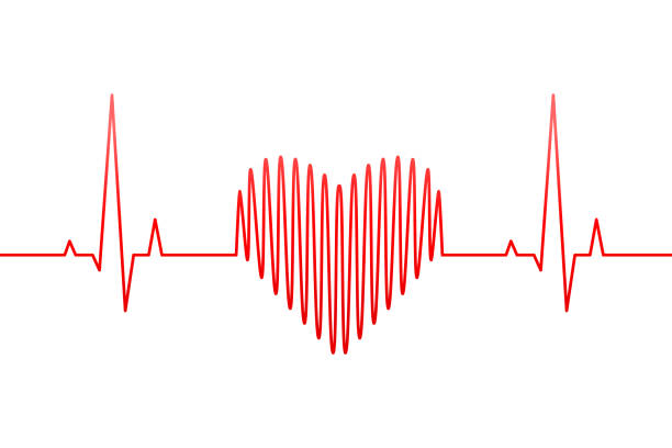 czerwona linia pulsu jako koncepcja miłości lub zdrowia - rythm stock illustrations