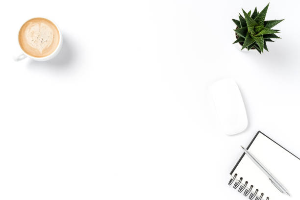 istock Office or business accessories on white background 1057890228