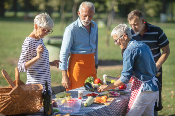 istock Senior people having a picnic 1057892228