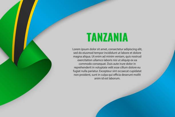 Waving ribbon with flag Waving ribbon or banner with flag of Tanzania. Template for poster design tanzania stock illustrations