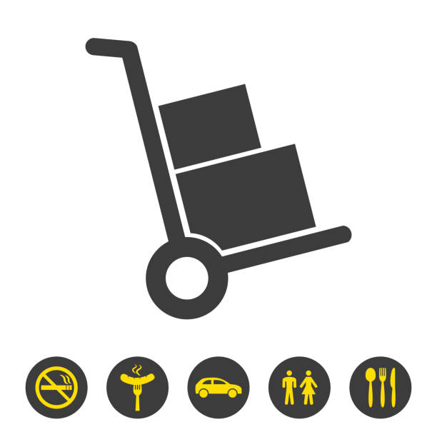 handwagen-symbol auf weißem hintergrund. - sackkarre stock-grafiken, -clipart, -cartoons und -symbole