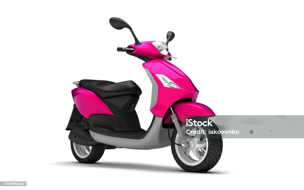 Implement analysere hugge 3d Rendering Of Pink Modern Motor Scooter Isolated On White Background  Right Side View Of Purple Moped Perspective Stock Photo - Download Image  Now - iStock