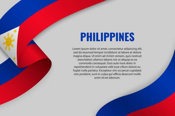размахивая лентой с флагом - philippines stock illustrations