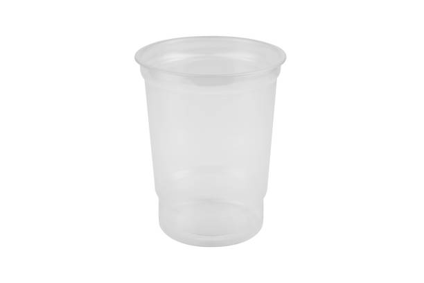 istock big white transparent plastic glass for drinks, on a white background, isolate 1057902706