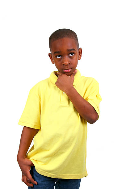 African American Boy In Deep Thought stock photo