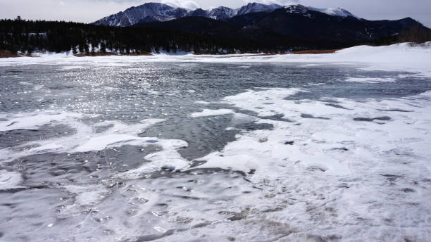 istock Snow lake under the mountain 1057912016