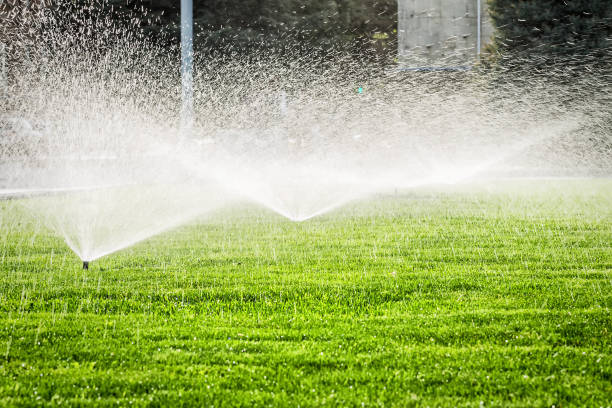 istock Sprinkler on the grass field 1057913310