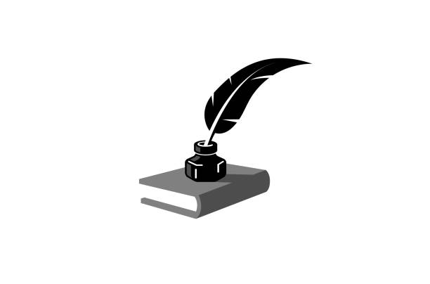 buch lesen logo starten - ink bottle stock-grafiken, -clipart, -cartoons und -symbole