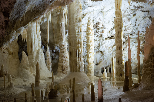 Grotte di Frasassi is karst cave system in the Genga, Ancona and the most famous show caves in Italy