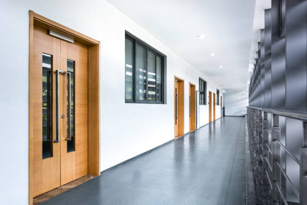 istock Hall of business building with light from window 1057918682