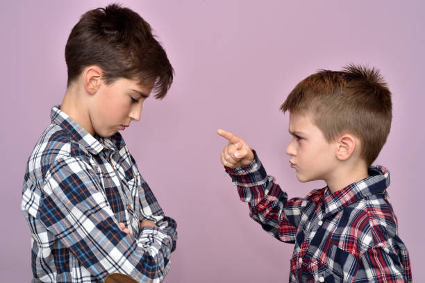 istock Angry young boy scolding a brother 1057920766