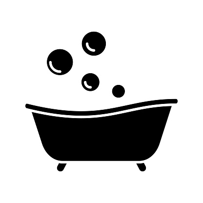 Baby bathtub glyph icon. Vector silhouette. Taking bath