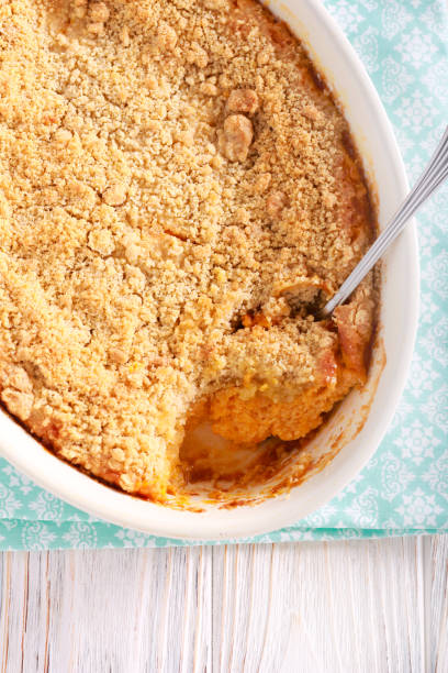 istock Pumpkin souffle dessert with crumble topping 1057926206
