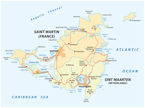 road map of Sint Marteen-Sint Maarten