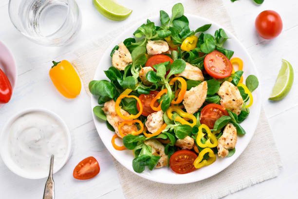 istock Vegetable salad with chicken meat 1057932454