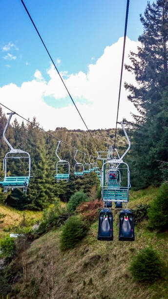Skyline Gondola Cableway in Rotorua, New Zealand Rotorua, New Zealand - September 07, 2015: Skyline Gondola Cableway in Rotorua, New Zealand rotorua luge stock pictures, royalty-free photos & images