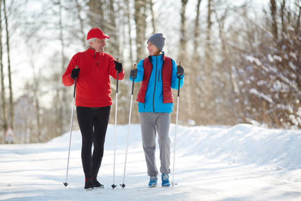 Trekking on winter day