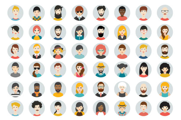Set of circle persons, avatars, people heads  different nationality. Set of circle persons, avatars, people heads  different nationality in flat style. Vector. body talk stock illustrations
