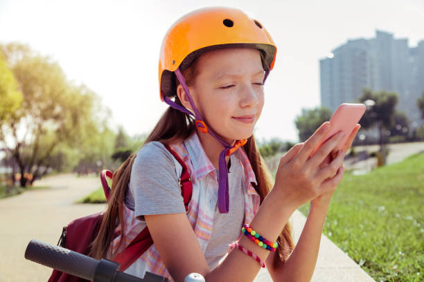 istock Close up of charming girl that reading message 1057939532