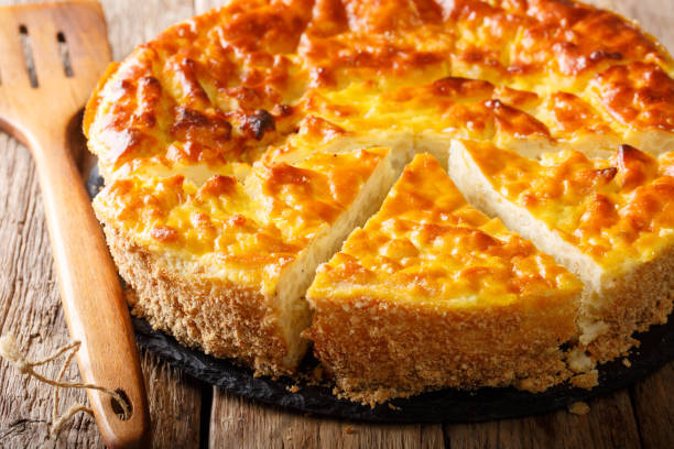 istock Delicious rice cake with cottage cheese, eggs, cinnamon and sugar close-up. horizontal 1057939698