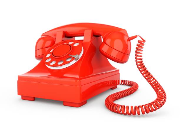 istock 3D rendering red vintage phone isolated on white background 1057939940