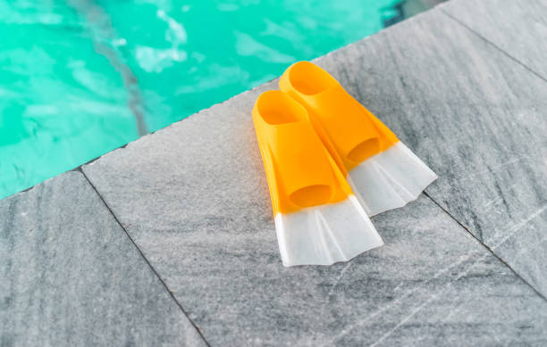 istock A pair of orange flippers 1057947022