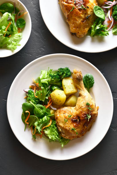 istock Roasted chicken leg with potato 1057963970