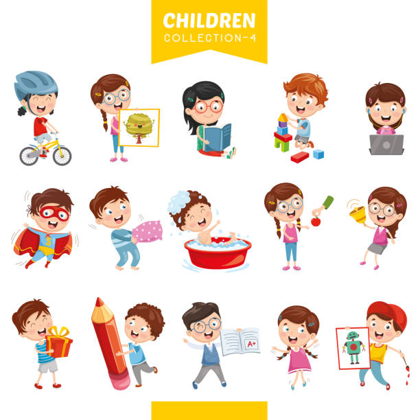 Vector Illustration Of Cartoon Children Vector Illustration Of Cartoon Children super bike stock illustrations