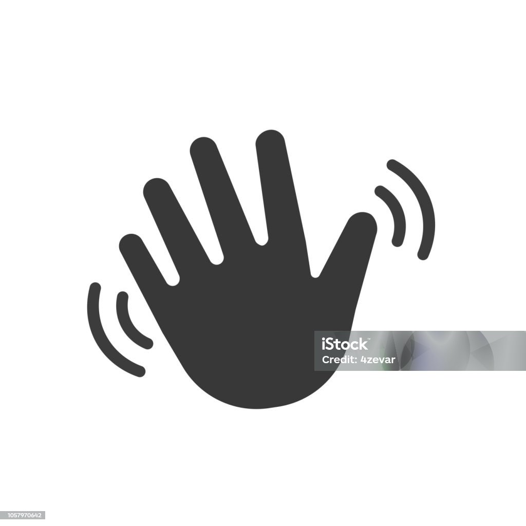 Hand wave waving hi or hello. Vector icon Icon Symbol stock vector