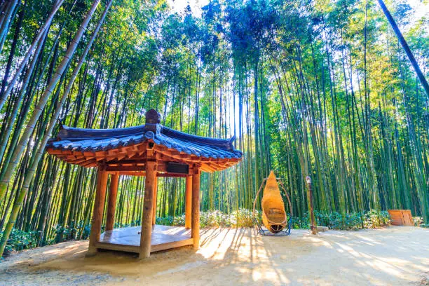 pavilion among the bamboo forest in Damyang of South Korea