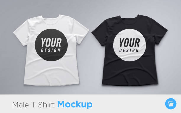 화이트와 블랙 남자의 t-셔츠 현실 이랑 - t shirt men template clothing stock illustrations